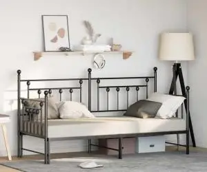 vidaXL Cadru de pat Daybed cu trundă Negru 80x200 cm Oțel