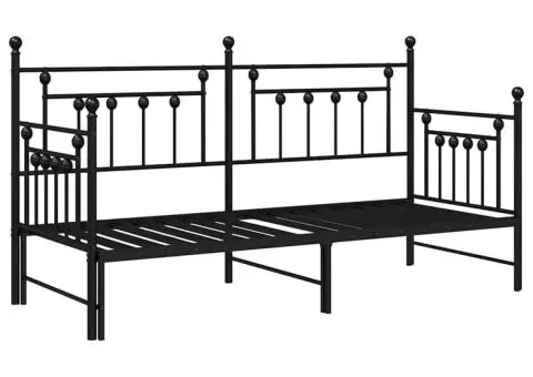 Cadru de pat Daybed cu trundă Negru 80x200 cm Oțel - 2/5