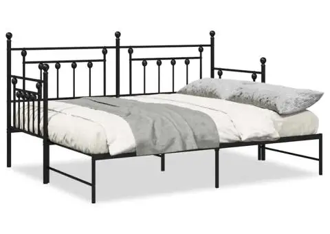 Cadru de pat Daybed cu trundă Negru 80x200 cm Oțel - 4/5