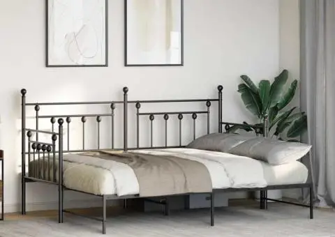 Cadru de pat Daybed cu trundă Negru 80x200 cm Oțel - 5/5