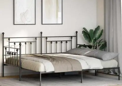 Pat daybed cu trundle negru, 90x200 cm, din oțel - 5/5