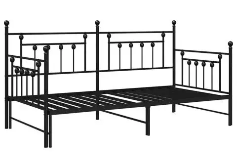 Cadru de pat zi de la cu canapea extensibilă Negru 100x200 cm Oțel - 2/5