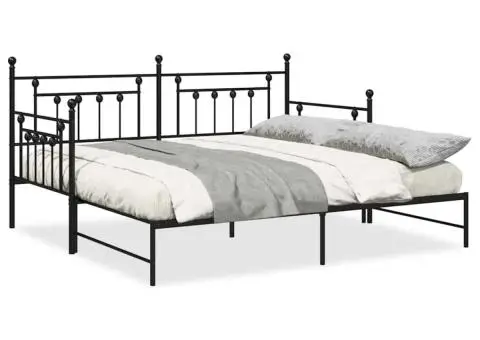 Cadru de pat zi de la cu canapea extensibilă Negru 100x200 cm Oțel - 4/5