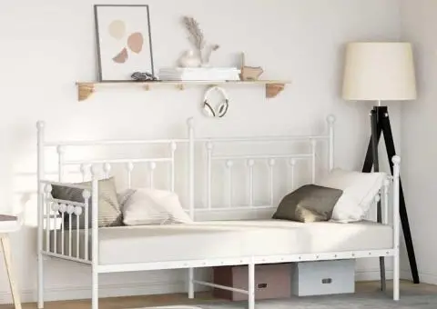 Cadru de pat tip daybed Alb 80x200 cm Oțel - 1/5