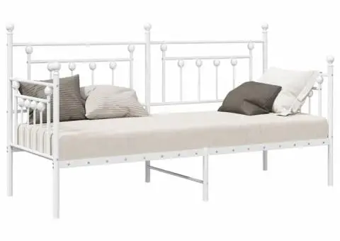 Cadru de pat tip daybed Alb 80x200 cm Oțel - 3/5