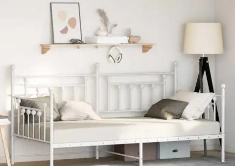 Cadru pat de zi, alb, 90x200 cm, oțel - 1/5