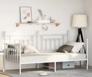 vidaXL Cadru de pat daybed Alb 107x203 cm Oțel