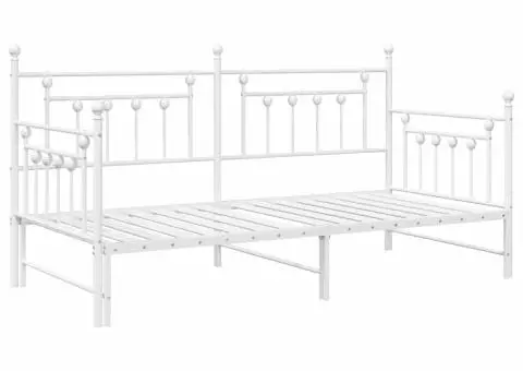 Cadru pat de zi cu extensie, alb, 100x200 cm, oțel - 2/5