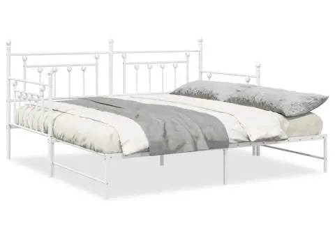 Cadru de zi cu pat extensibil Alb 107x203 cm Oțel - 4/5