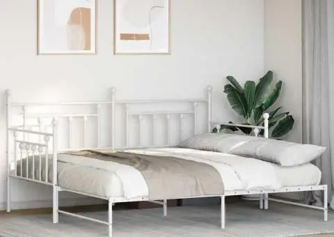 Cadru de zi cu pat extensibil Alb 107x203 cm Oțel - 5/5