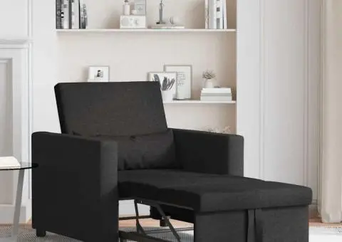 Sofă Convertible 3 în 1 Fotoliu Singur Negru - 3/5