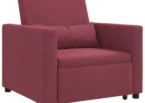 Sofa pat 3 în 1 convertibil din țesătură bordou - 2/5