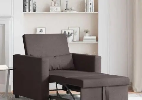 3-in-1 Fotoliu Pat Convertible Maro Închis Țesătură - 3/5