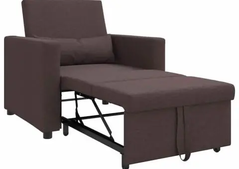 3-in-1 Fotoliu Pat Convertible Maro Închis Țesătură - 4/5