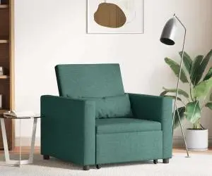 vidaXL Canapea Folie 3 în 1 Convertible Verde Închis