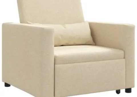 Fotoliu 3 în 1 Convertible Crem Țesătură - 2/5