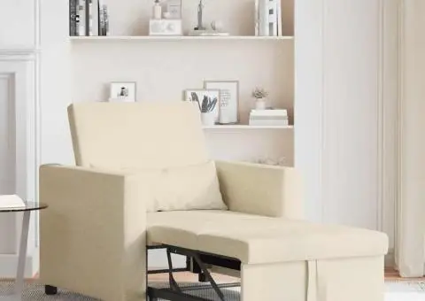 Fotoliu 3 în 1 Convertible Crem Țesătură - 3/5