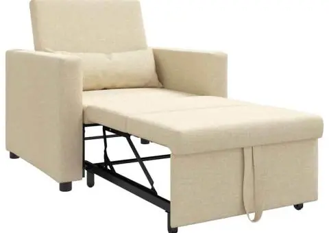 Fotoliu 3 în 1 Convertible Crem Țesătură - 4/5