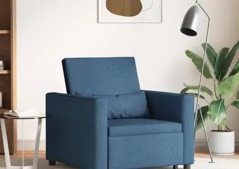 Canapea Pat 3 În 1 Convertible Albastru Țesătură - 1/5