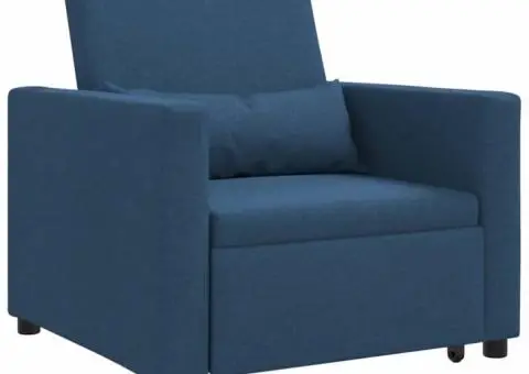 Canapea Pat 3 În 1 Convertible Albastru Țesătură - 2/5