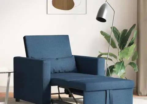 Canapea Pat 3 În 1 Convertible Albastru Țesătură - 3/5