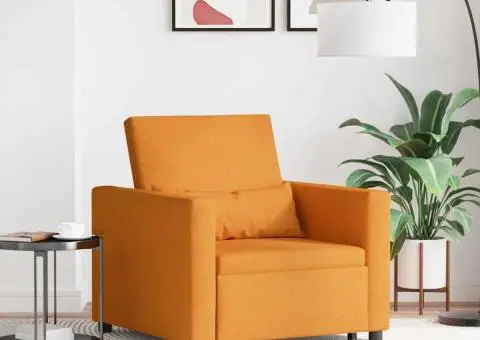 Fotoliu Pat Convertible 3-în-1 Galben Textilî Închis - 1/5