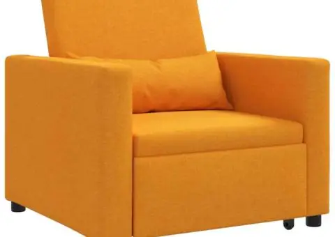 Fotoliu Pat Convertible 3-în-1 Galben Textilî Închis - 2/5