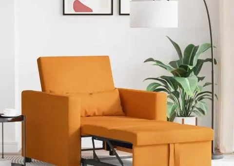 Fotoliu Pat Convertible 3-în-1 Galben Textilî Închis - 3/5