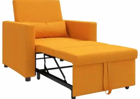 Fotoliu Pat Convertible 3-în-1 Galben Textilî Închis - 4/5