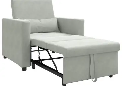 Fotoliu pat 3 în 1 convertibil Gri deschis Catifea - 4/5