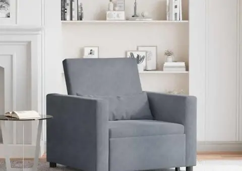 Canapea Pat Convertibilă 3 în 1 Fotoliu Gri Închis Catifea - 1/5