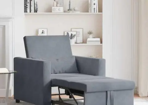 Canapea Pat Convertibilă 3 în 1 Fotoliu Gri Închis Catifea - 3/5