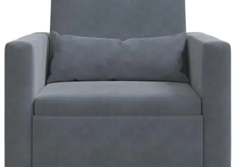 Canapea Pat Convertibilă 3 în 1 Fotoliu Gri Închis Catifea - 5/5