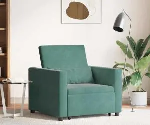 Canapea Pat 3 în 1 Convertibilă Verde Închis Catifea