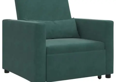 Canapea Pat 3 în 1 Convertibilă Verde Închis Catifea - 2/2