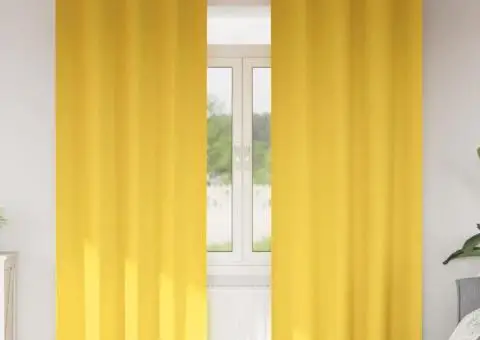 Perdele cu perdele 2 pcs galben muștar 260 x 140 cm Poliester - 1/5