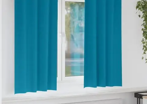 Perdele cu perdele 2 pcs Turcoaz 175 x 140 cm Poliester - 1/5