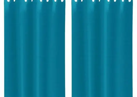 Perdele cu perdele 2 pcs Turcoaz 175 x 140 cm Poliester - 2/5