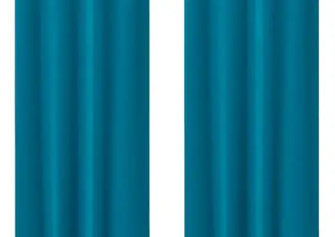 Perdele cu perdele 2 pcs Turcoaz 245 x 140 cm Poliester - 2/5