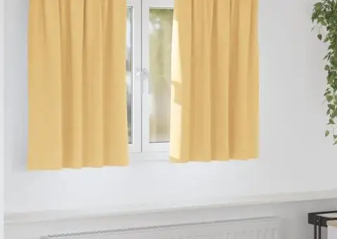 Perdele cu perdele 2 pcs Bej 140 x 140 cm Poliester - 1/5