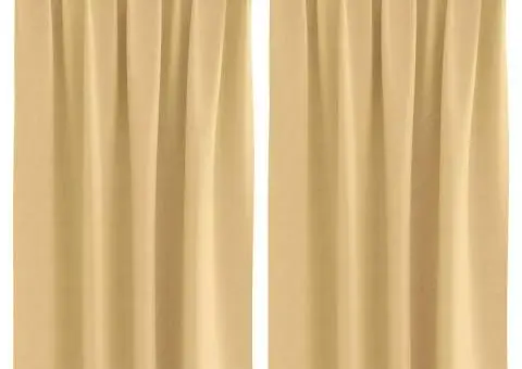 Perdele cu perdele 2 pcs Bej 140 x 140 cm Poliester - 2/5