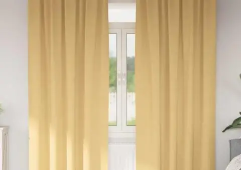 Perdele cu perdele 2 pcs Bej 245 x 140 cm Poliester - 1/5