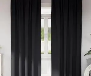 vidaXL Perdele cu perdele 2 pcs Negru 245 x 140 cm Poliester