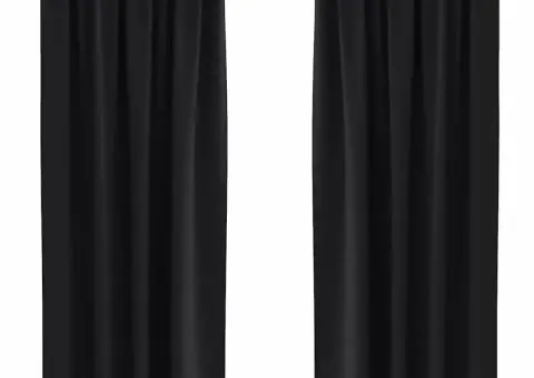 Perdele cu perdele 2 pcs Negru 245 x 140 cm Poliester - 2/5