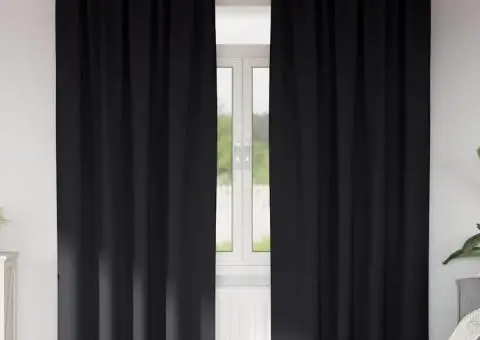 Perdele cu perdele 2 pcs Negru 260 x 140 cm Poliester - 1/5