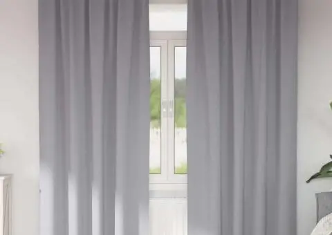 Perdele cu perdele 2 pcs Gri deschis 245 x 140 cm Poliester - 1/5