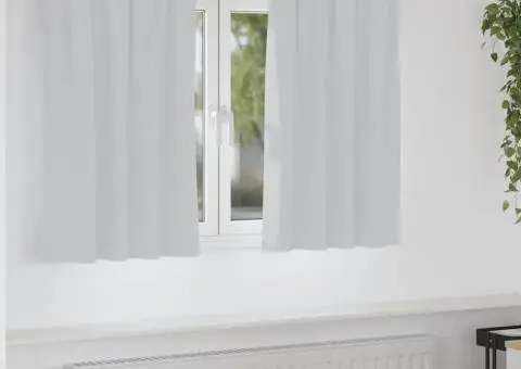 Perdele cu perdele 2 pcs Gri deschis 140 x 140 cm Poliester - 1/5