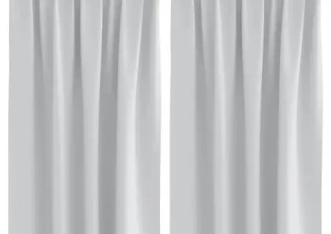 Perdele cu perdele 2 pcs Gri deschis 140 x 140 cm Poliester - 2/5