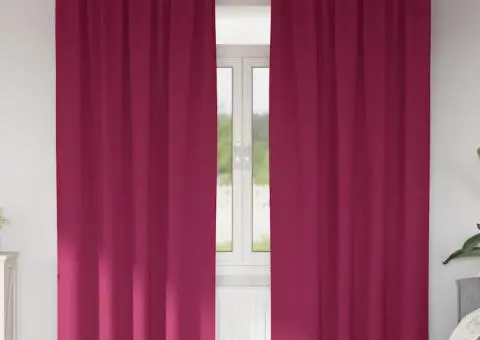 Perdele cu perdele 2 pcs Roșu Vin 225 x 140 cm Poliester - 1/5