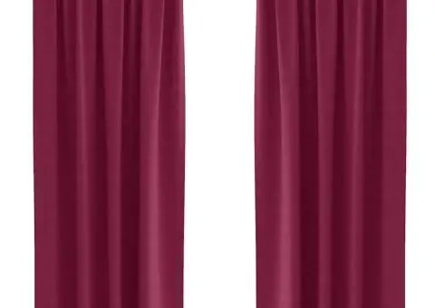 Perdele cu perdele 2 pcs Roșu Vin 260 x 140 cm Poliester - 2/5